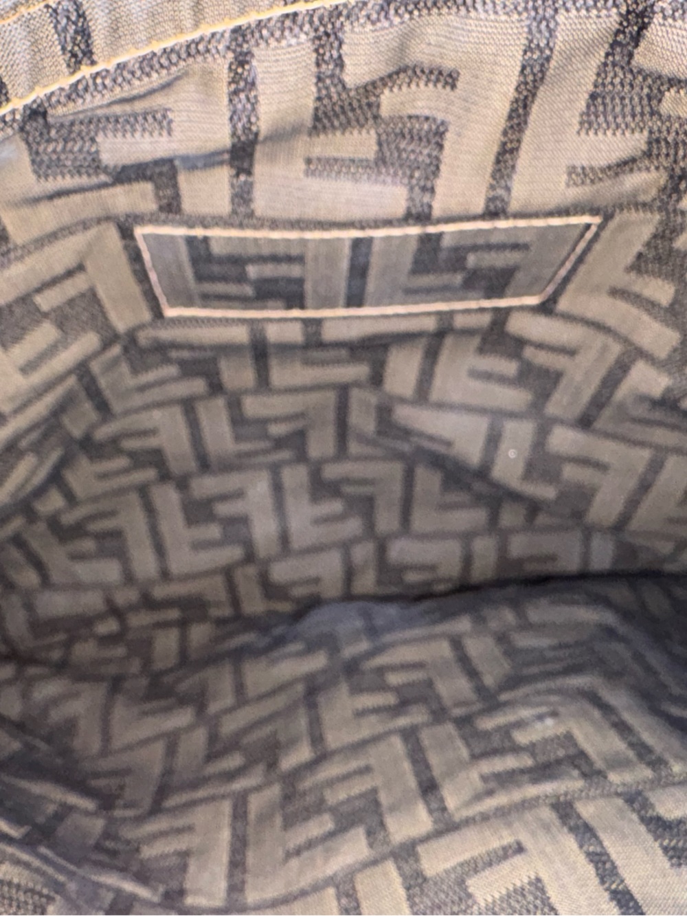 Fendi Brown FF Logo Canvas Pouch with brown leather trim - Picture 6 of 11